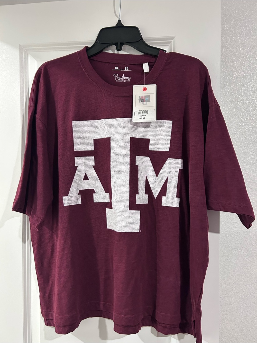 Unisex Pressbox Maroon Texas A&M Logo Short Sleeve Tee with Baby Tee to match!